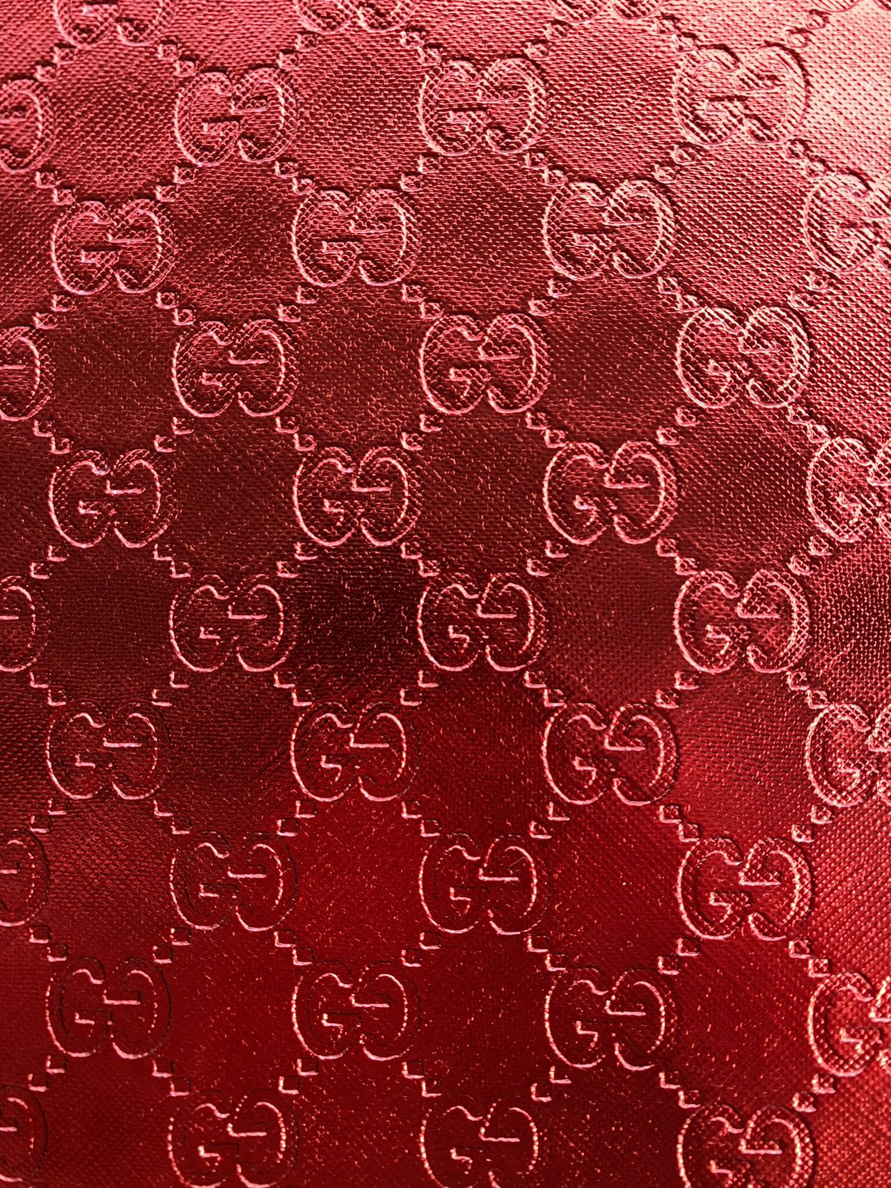 Red Shiny Soft Gucci Leather Fabric for Nail Art Shoes Custom Car Interior Upholstery