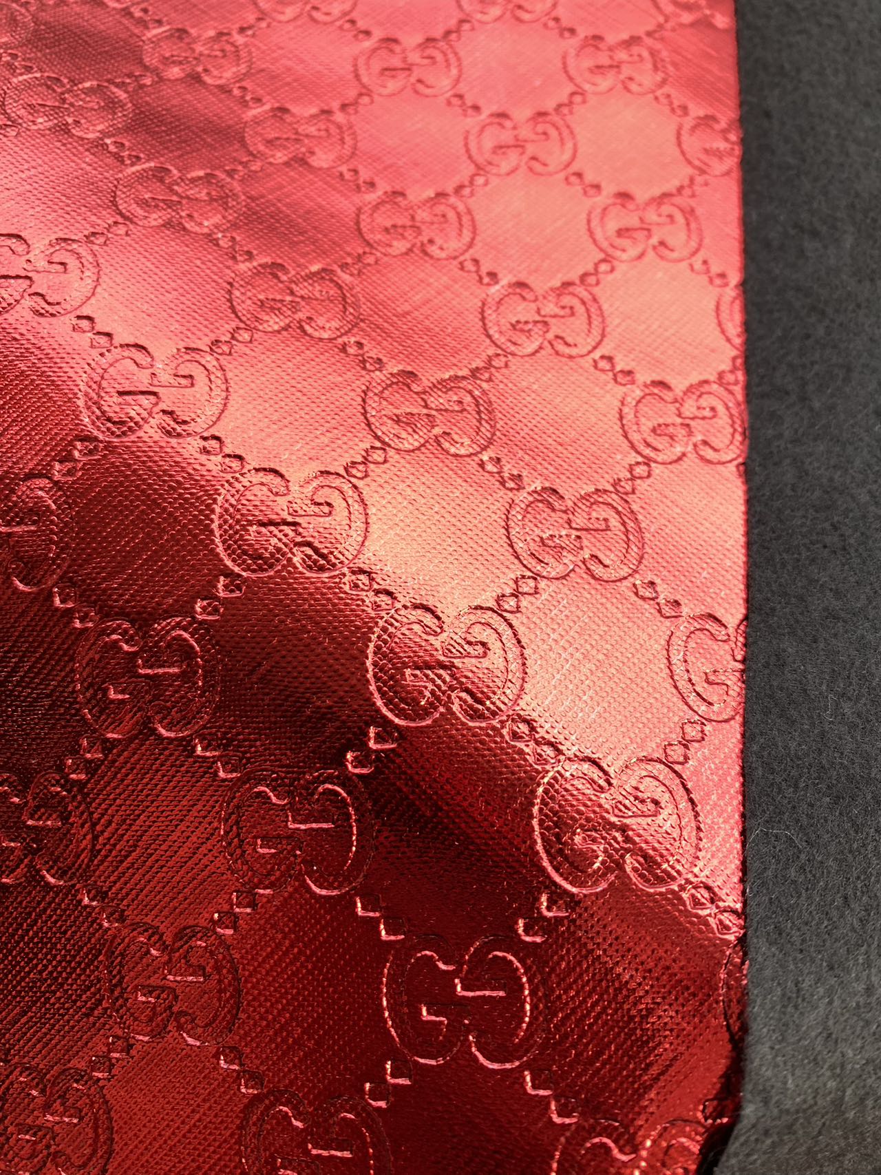 Red Shiny Soft Gucci Leather Fabric for Nail Art Shoes Custom Car Interior Upholstery