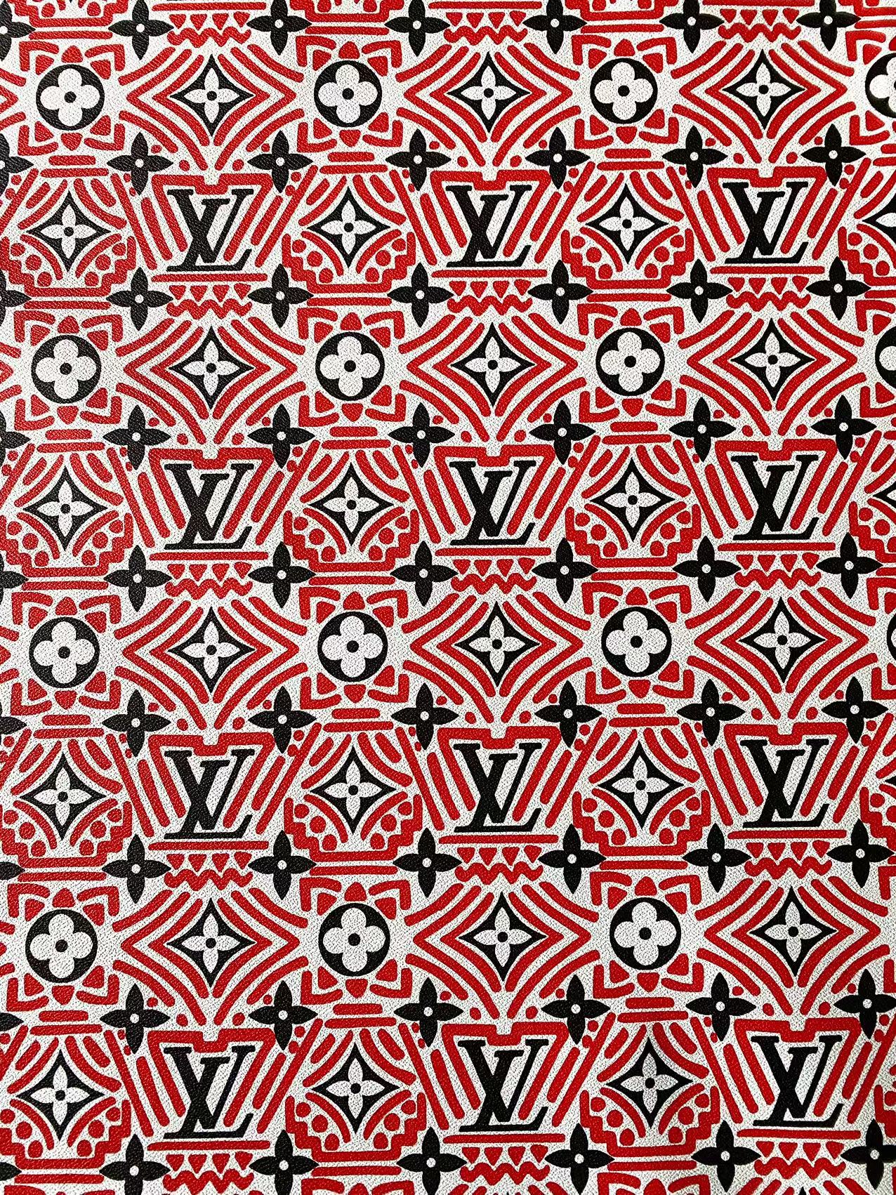 Red LV Louis Vuitton Vinyl Faux Leather for Shoes Sewing Project