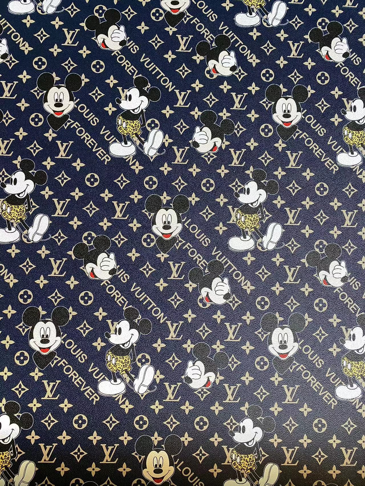 Mickey Mouse Cartoon Louis Vuitton Faux Leather for Custom Bags Sneaker