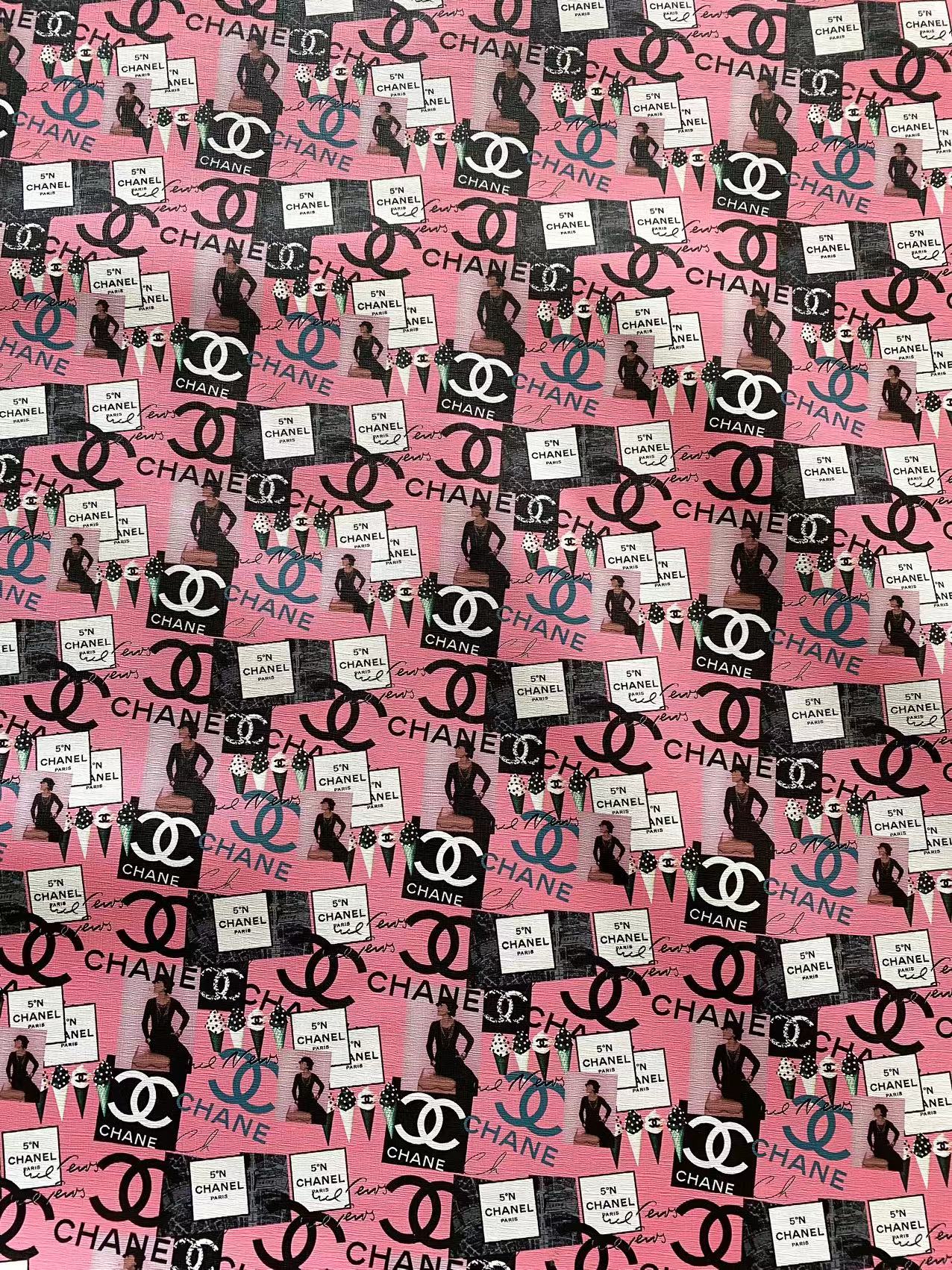 Coco Chanel Printing Faux Leather mingfabricstore for DIY Sewing