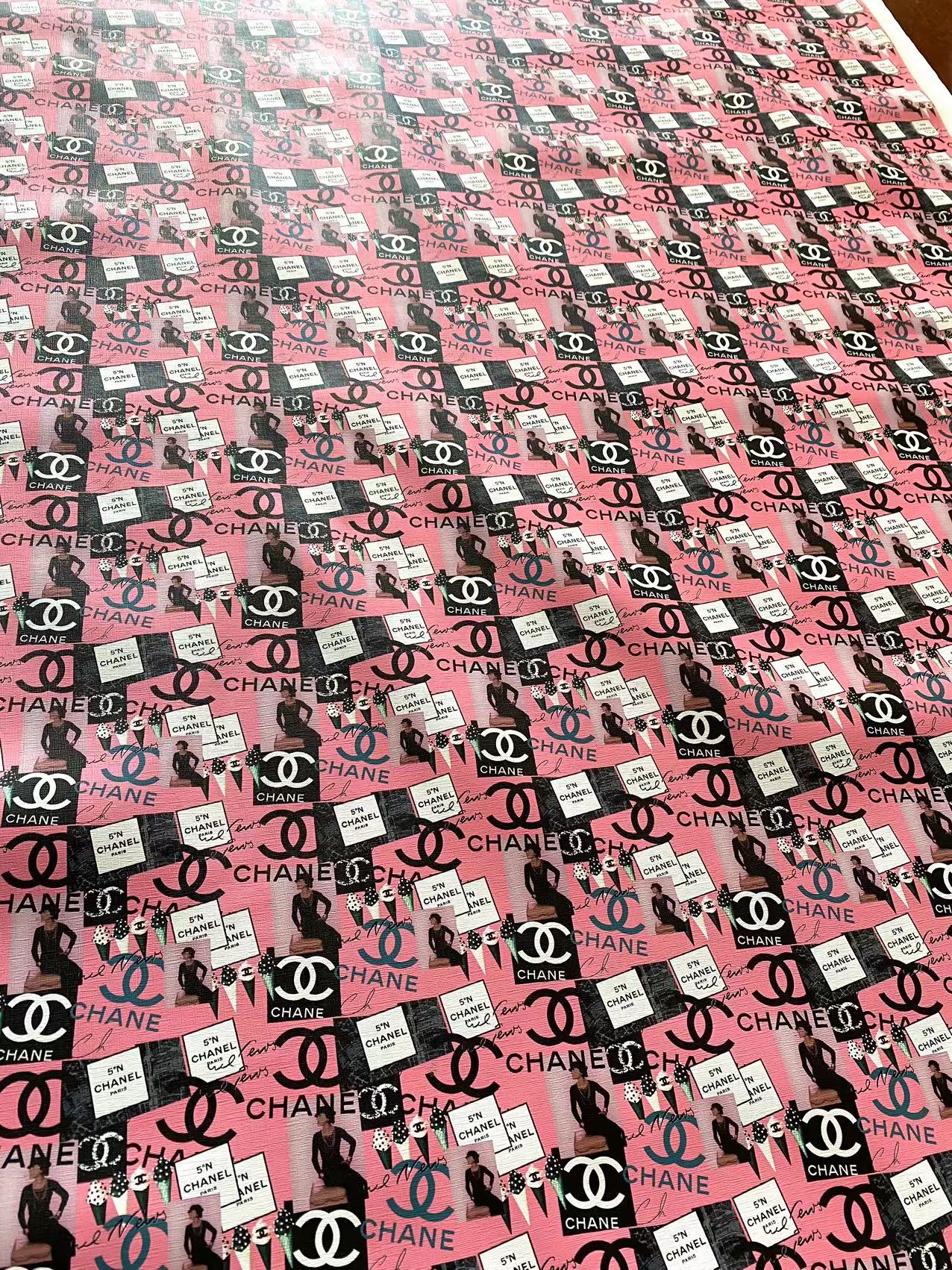 Coco Chanel Printing Faux Leather mingfabricstore for DIY Sewing