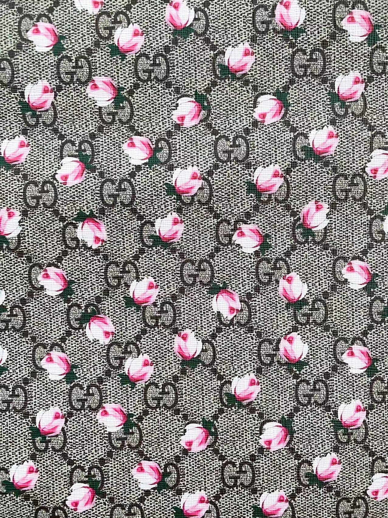 Gucci Flower Faux Leather Fabric for Sneakers Custom Shoes