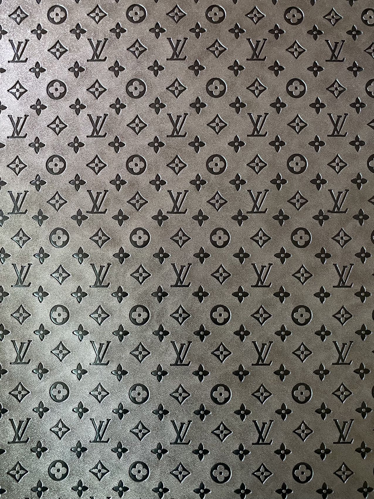 Quality Grey Embossed LV Louis Vuitton Faux Custom Leather Fabric