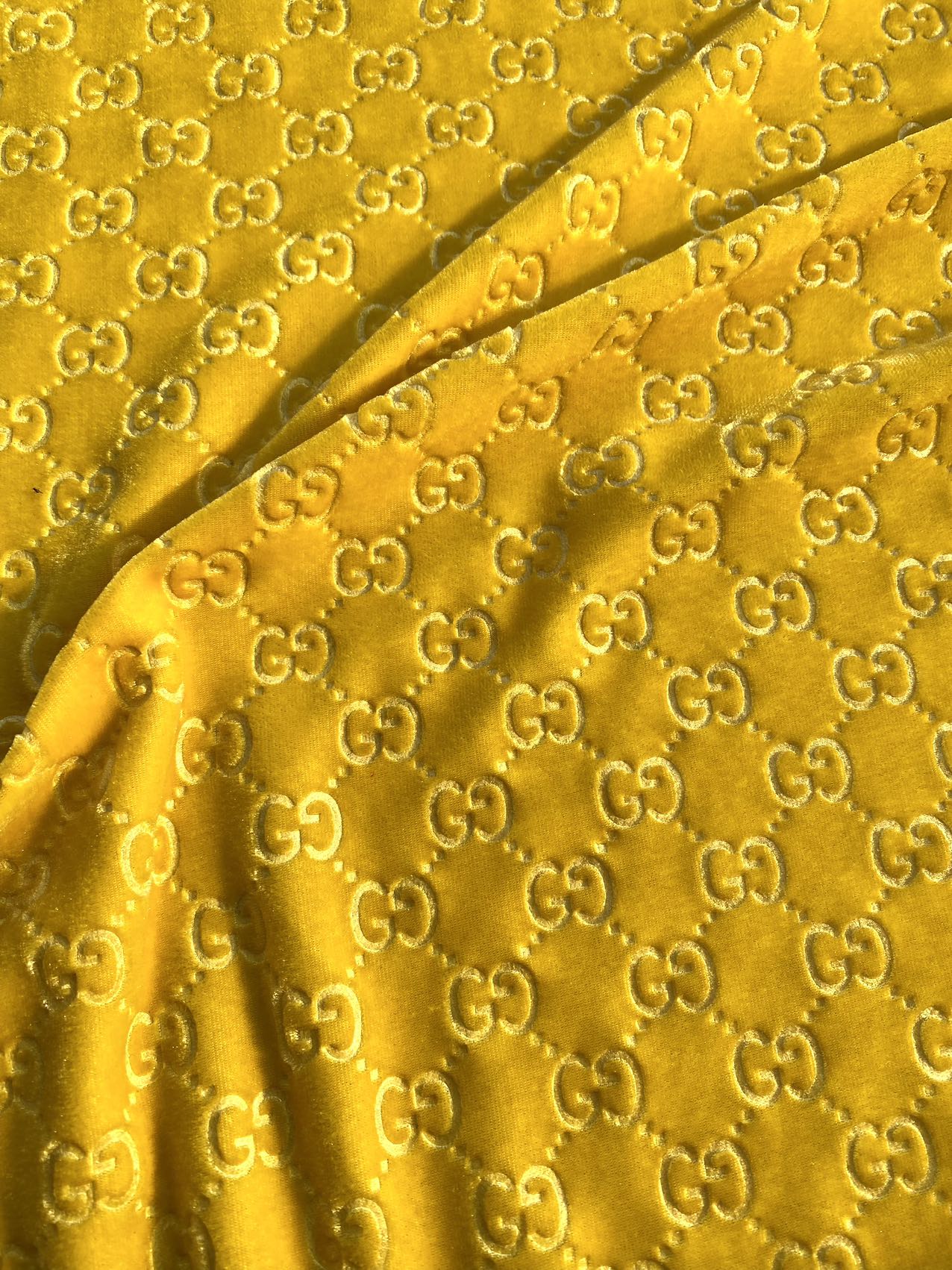 Lemon Yellow Gucci Velvet Fabric for Shoe Sneaker Custom