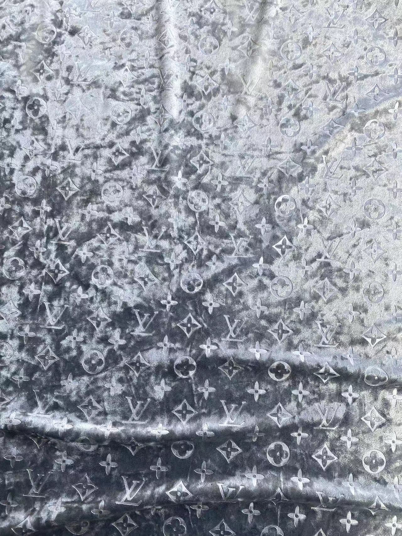 Shiny Silver Grey LV Velvet for Shoes