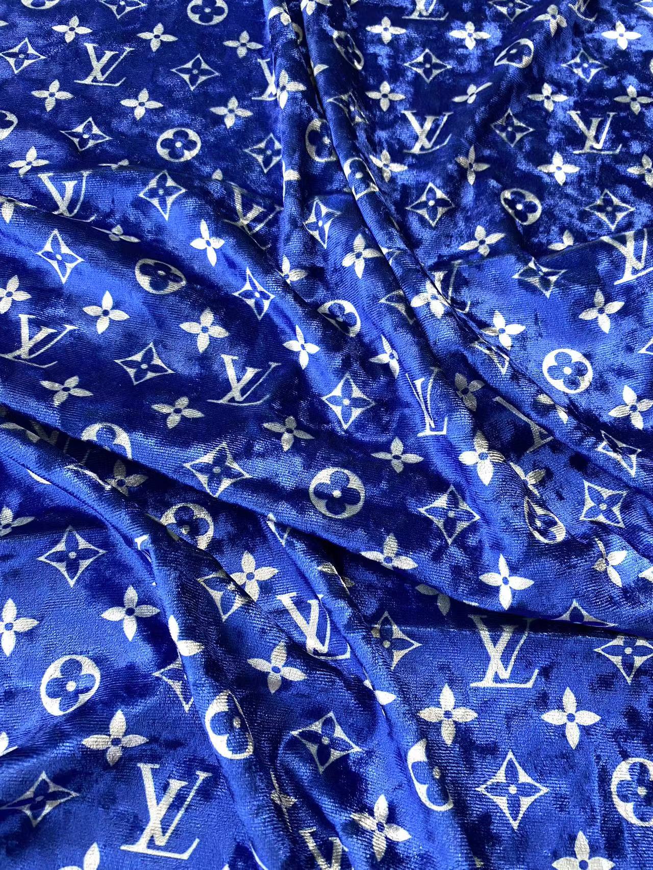 Royal Blue Luxury Louis Vuitton Velvet Fabric for Bespoke Car Wrap