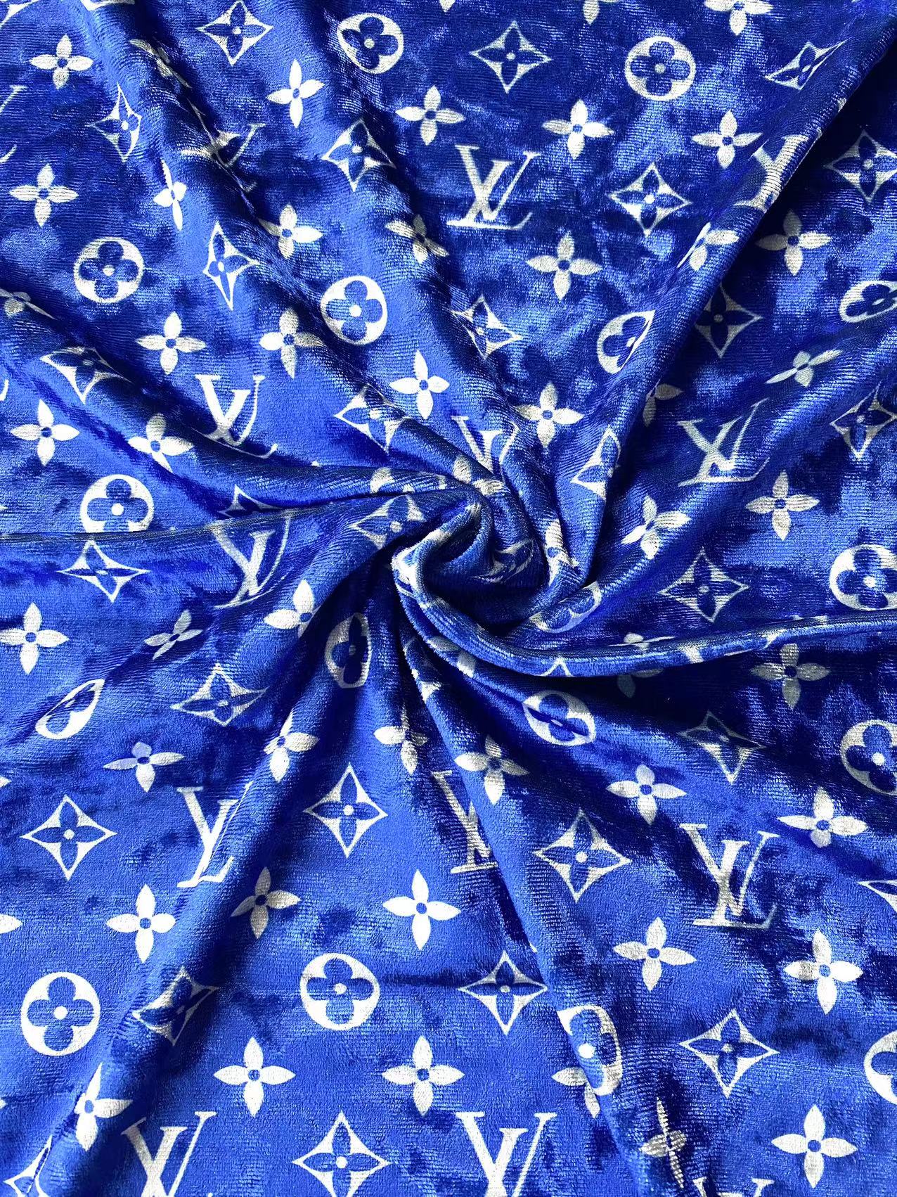 Royal Blue Luxury Louis Vuitton Velvet Fabric for Bespoke Car Wrap