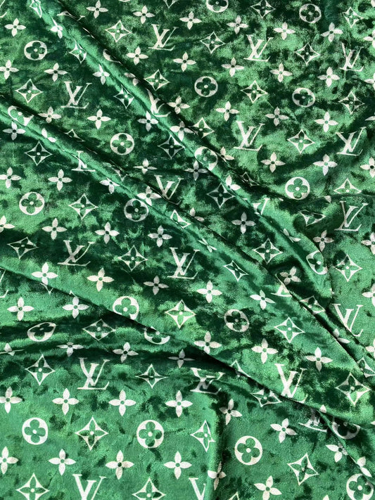 Deep Green Luxury Louis Vuitton Velvet Fabric for Bespoke Car Wrap