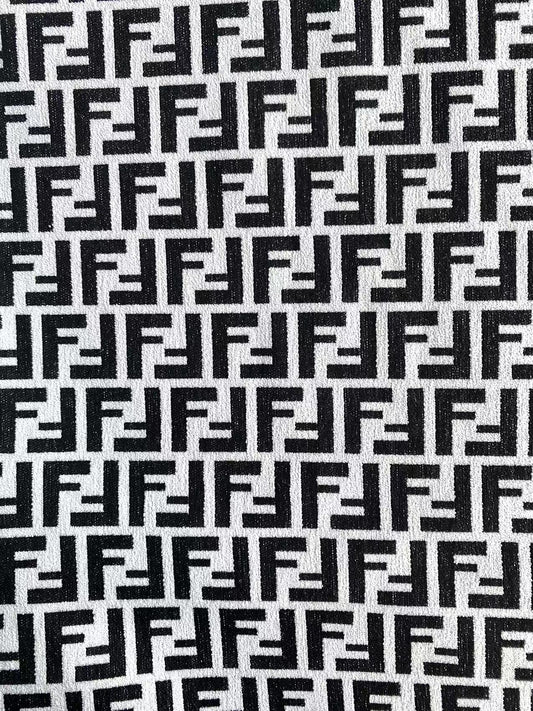Black White Chenille Fendi Designer Fabric for Sewing Upholstery Projects