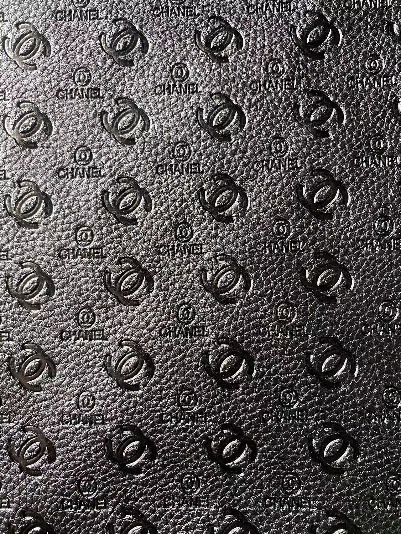 Premium Embossed Black Chanel Leather for Handmade Sewing Sneakers