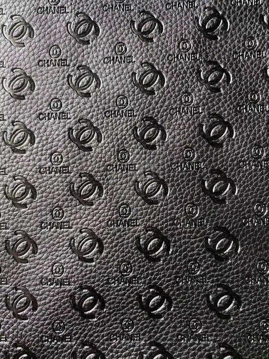 Premium Embossed Black Chanel Leather for Handmade Sewing Sneakers