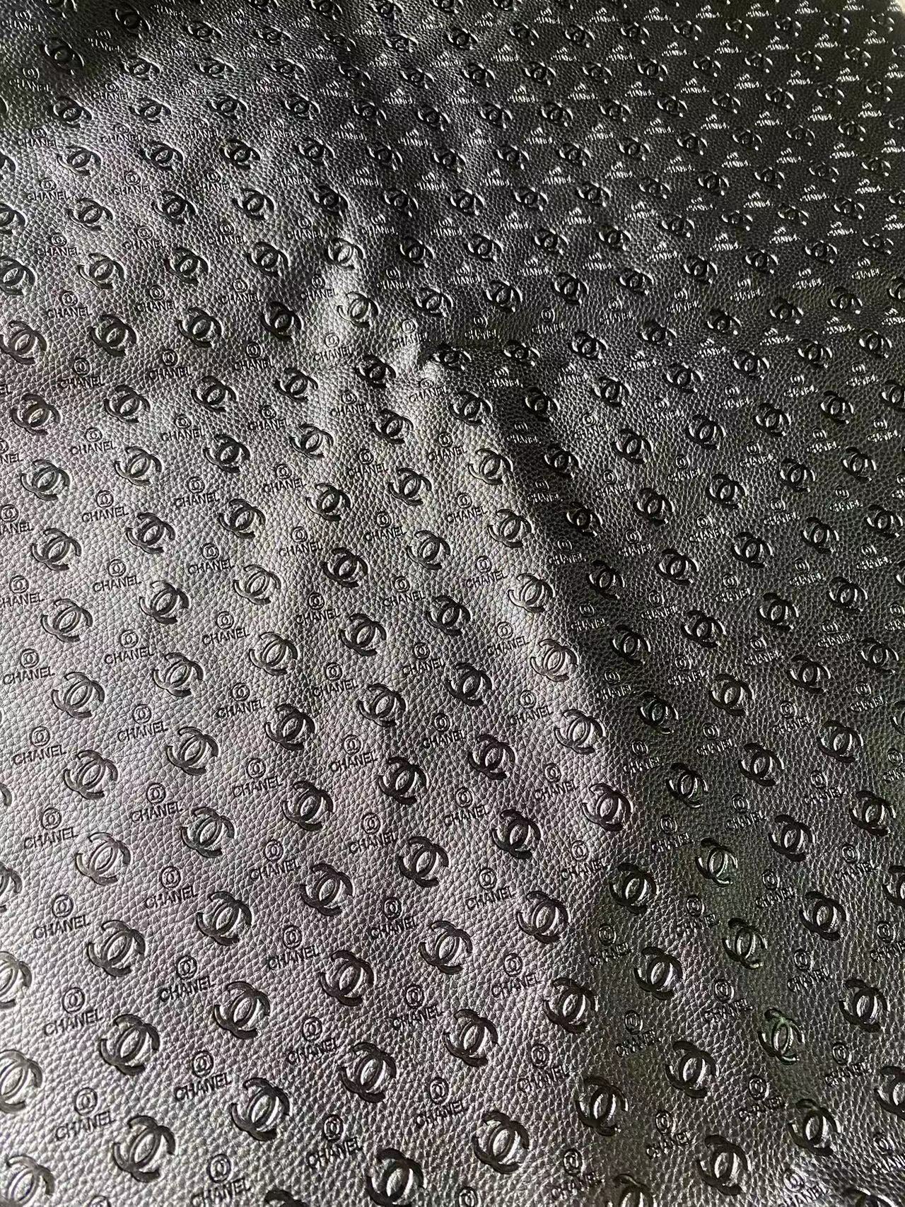 Premium Embossed Black Chanel Leather for Handmade Sewing Sneakers