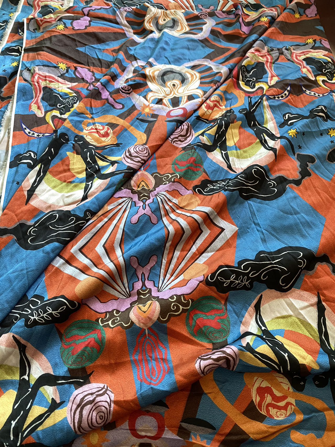 Colorful Designer Versace Satin Fabric for Clothing Summer Wear