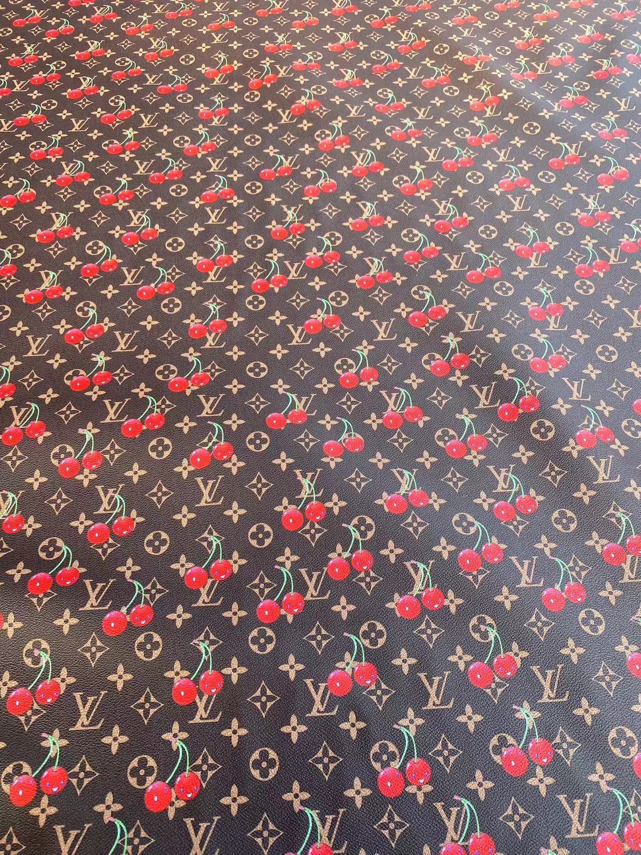 Classic Brown LV Cherry Designer Leather for Sewing Project