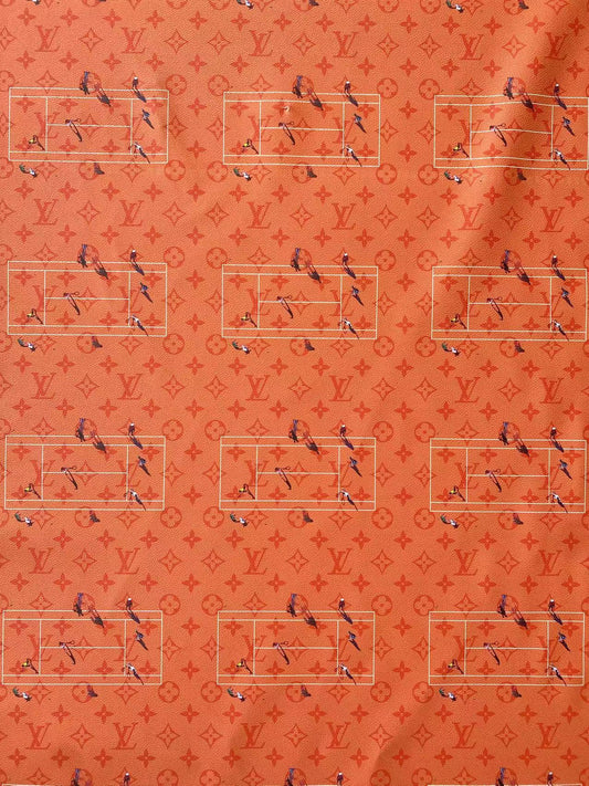Orange Louis Vuitton Designer Fabric Tennis Logo Car Interior