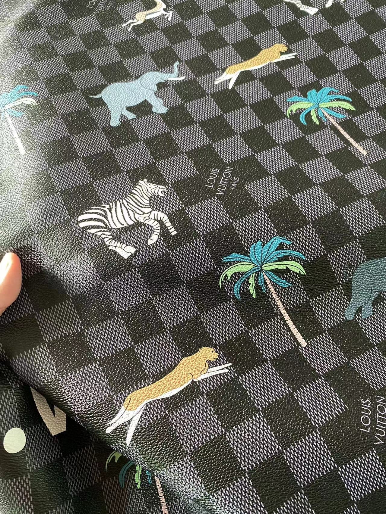 Black Damier Louis Vuitton Animal Bag Leather Handicraft Fabric