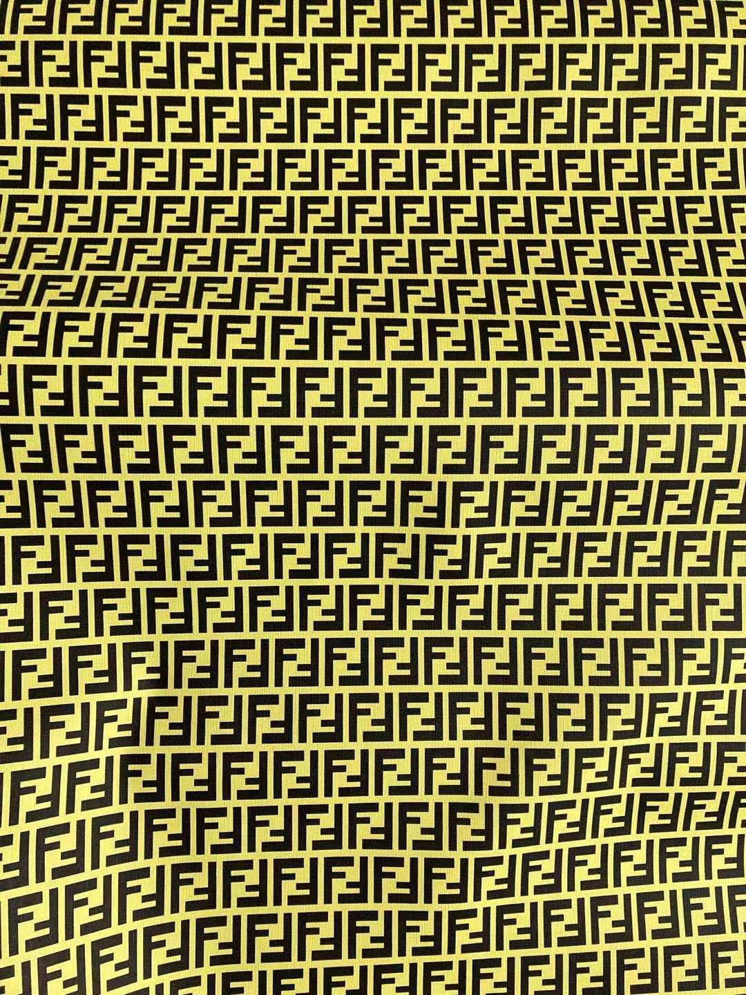 Bright Yellow Fendi FF Vinyl Faux Leather for Custom Shoe Car Upholstery