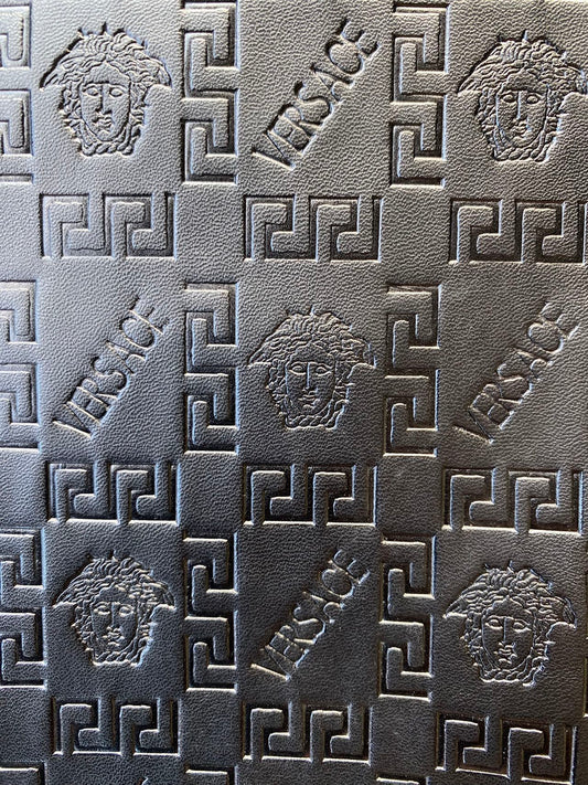 Black Embossed Versace Upholstery Leather for Car interior Sneakers