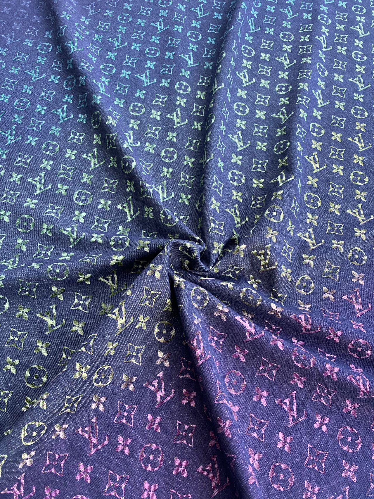 Rainbow Colorful Denim Designer Fabric Sold by Yard for Clothing Tailor Made Sneakerhead