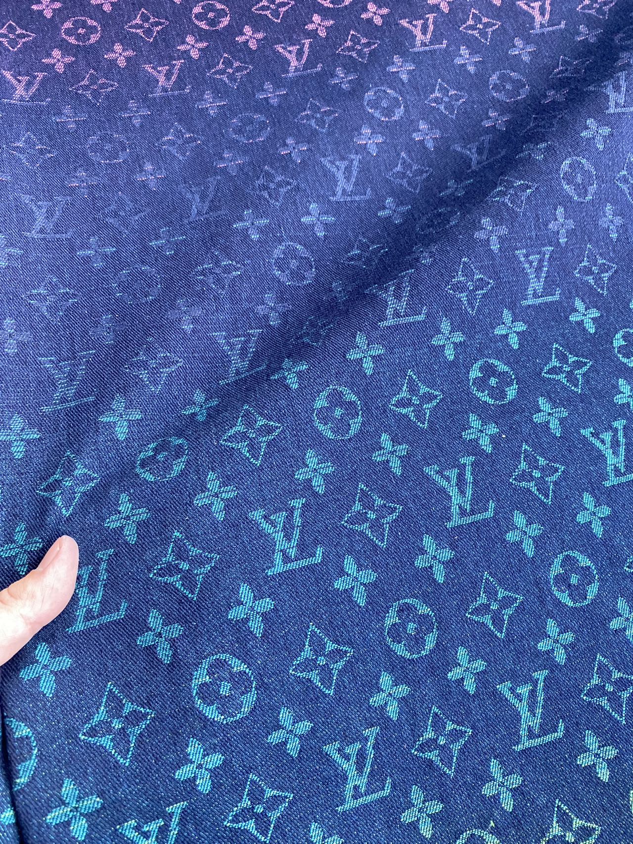 Rainbow Colorful Denim Designer Fabric Sold by Yard for Clothing Tailor Made Sneakerhead