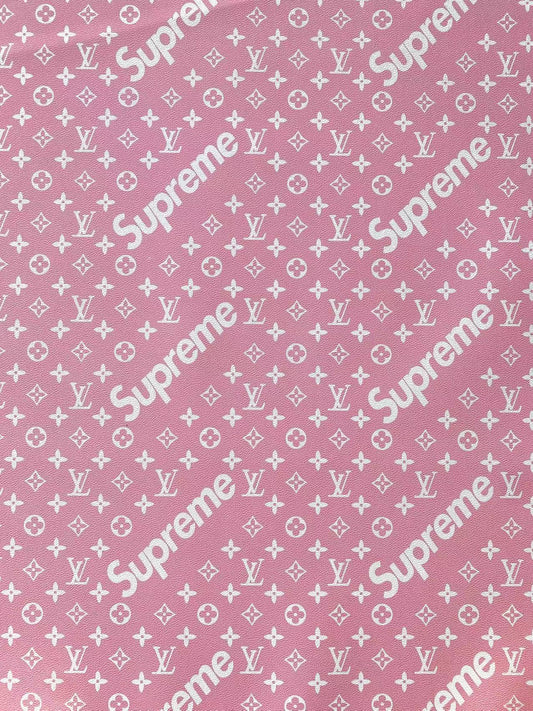 Pink Supreme LV Sneaker Leather for DIY Projects Upholstery