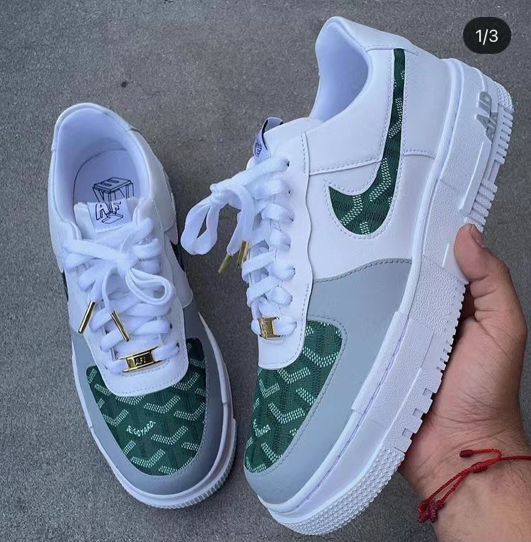 Dark Green Goyard Vinyl for Custom Sneakers Air Force One