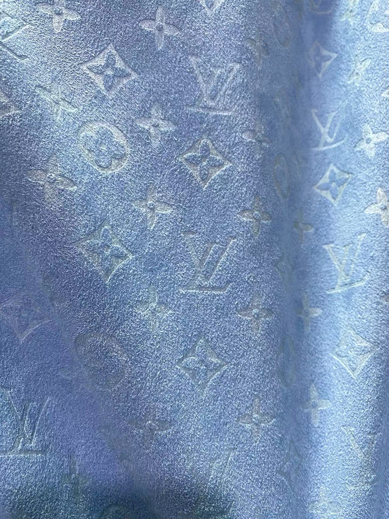 Light Blue Louis Vuitton Suede Micro Sewing Shoe Fabric