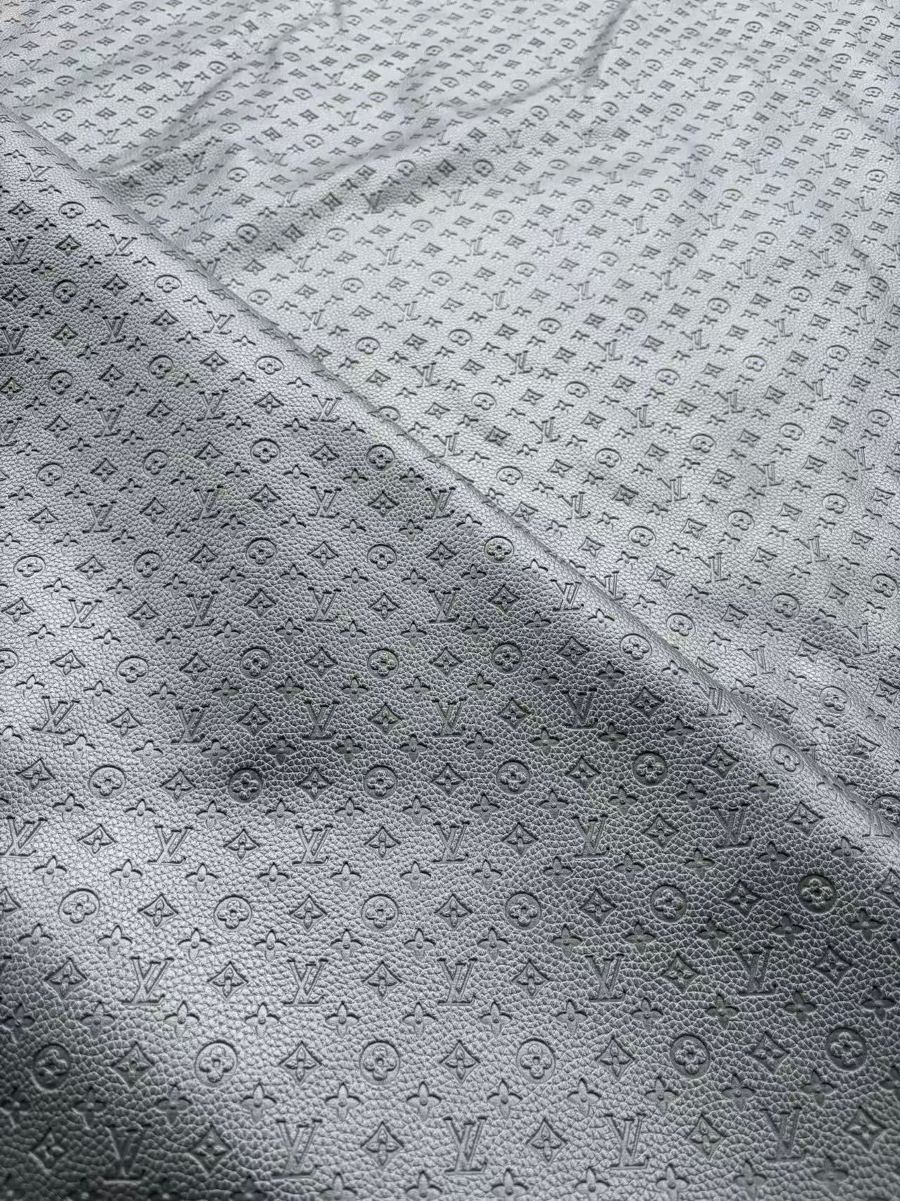 Silver Small LV Embossed Leather for DIY Helmet Sneaker