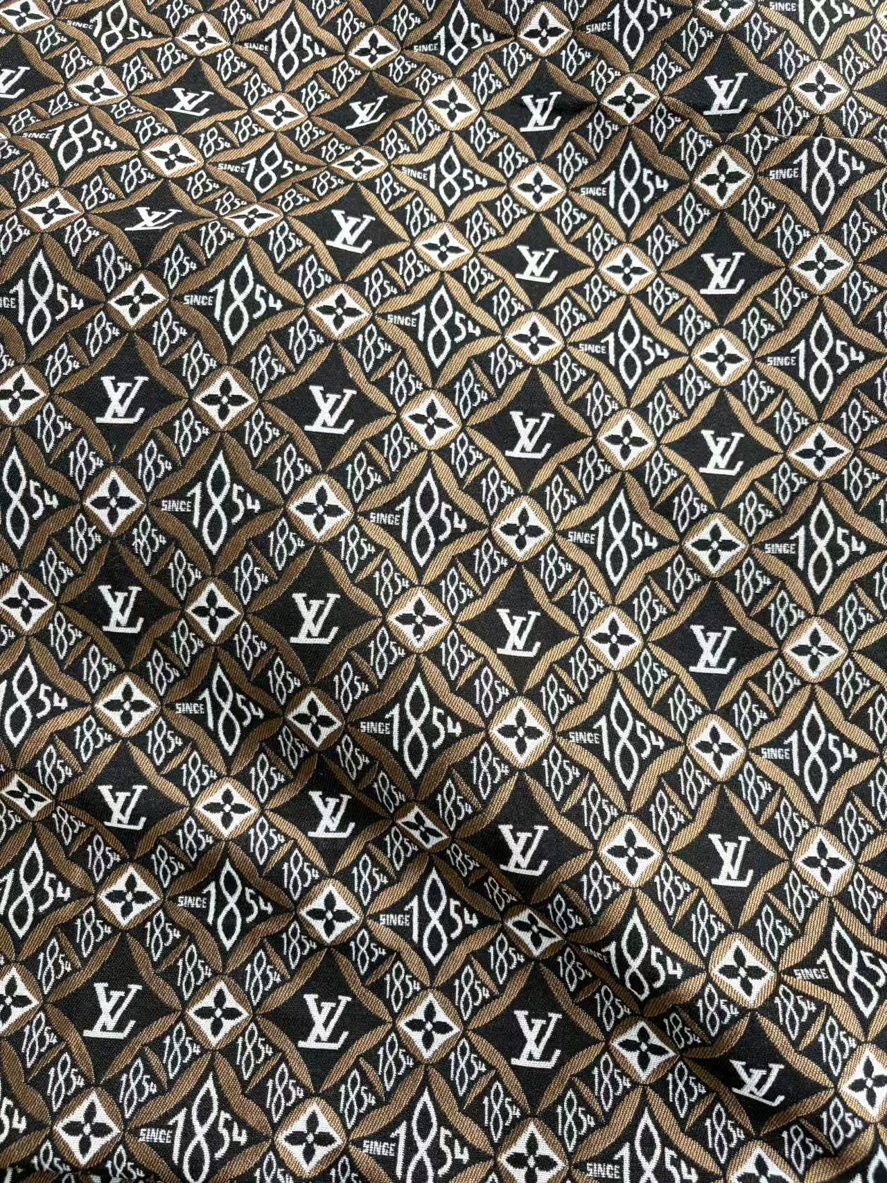 Black Brown Jacquard 1854 LV Sewing Fabric Sold by Yard