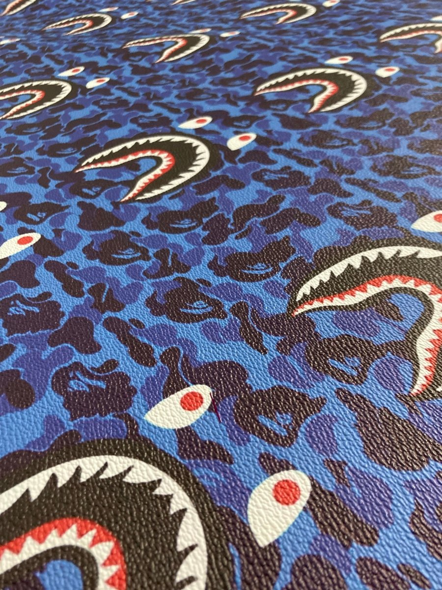 Bape Vinyl Fashion Shark Camo Custom Handmade Sneaker Leather - mingfabricstore
