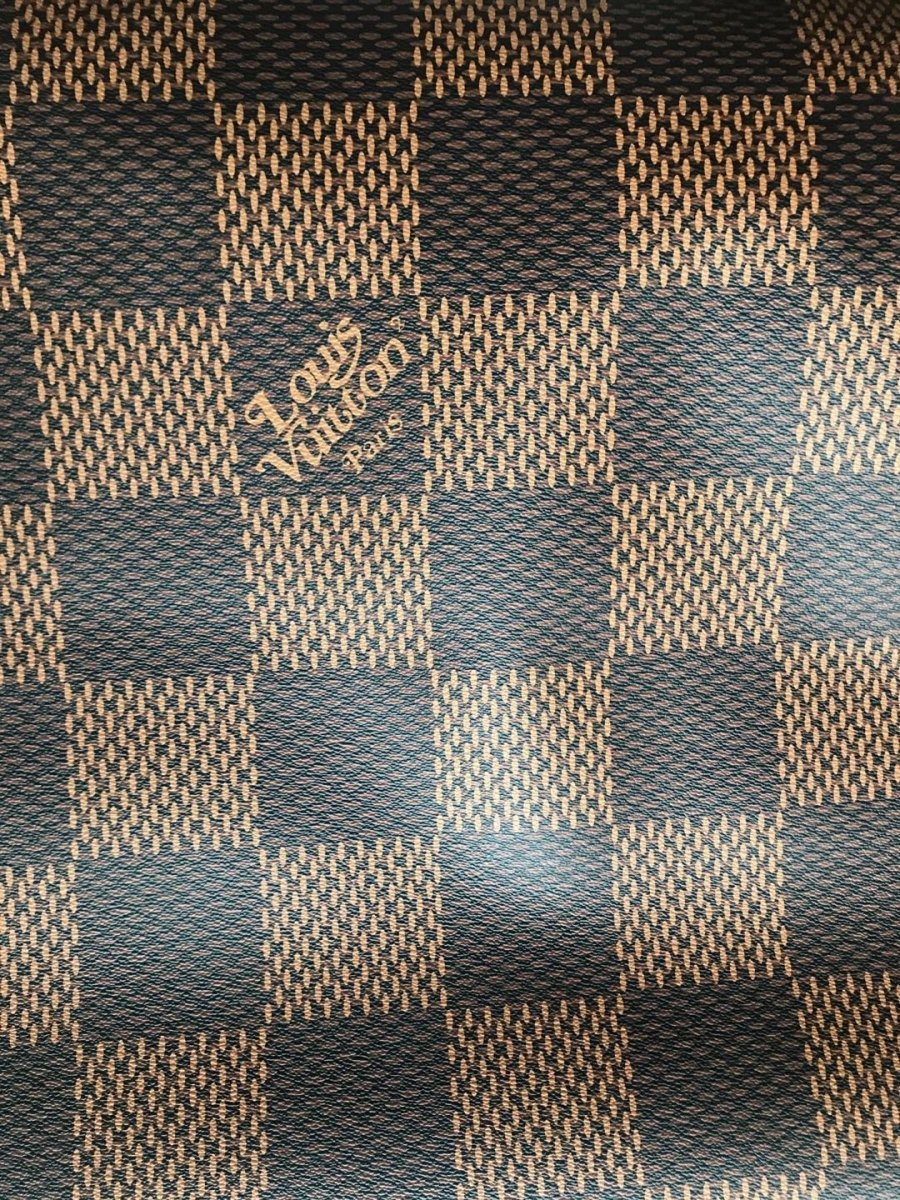 Big Check Plaid LV Leather Vinyl for Bag Shoe Custom by Yard - mingfabricstore