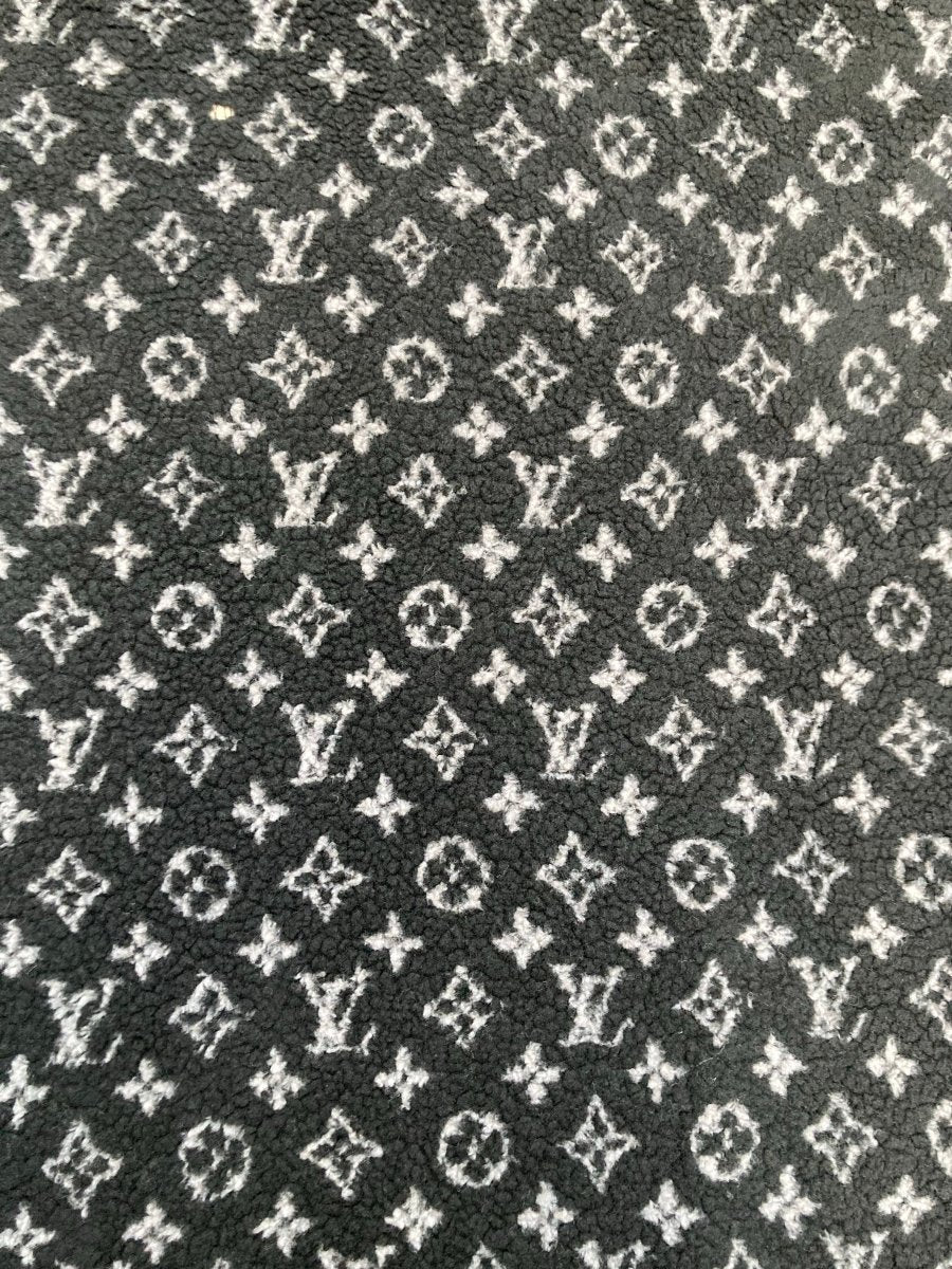 Black Furry Cozy LV Teddy Fleece Flannel Fabric - mingfabricstore