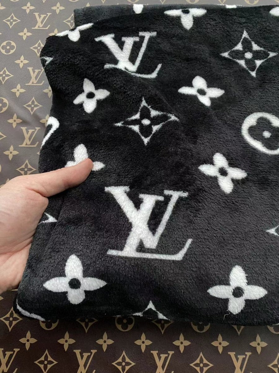 Black Louis Vuitton Flannel Plush Fabric for Upholstery Sneaker Timberland Custom - mingfabricstore