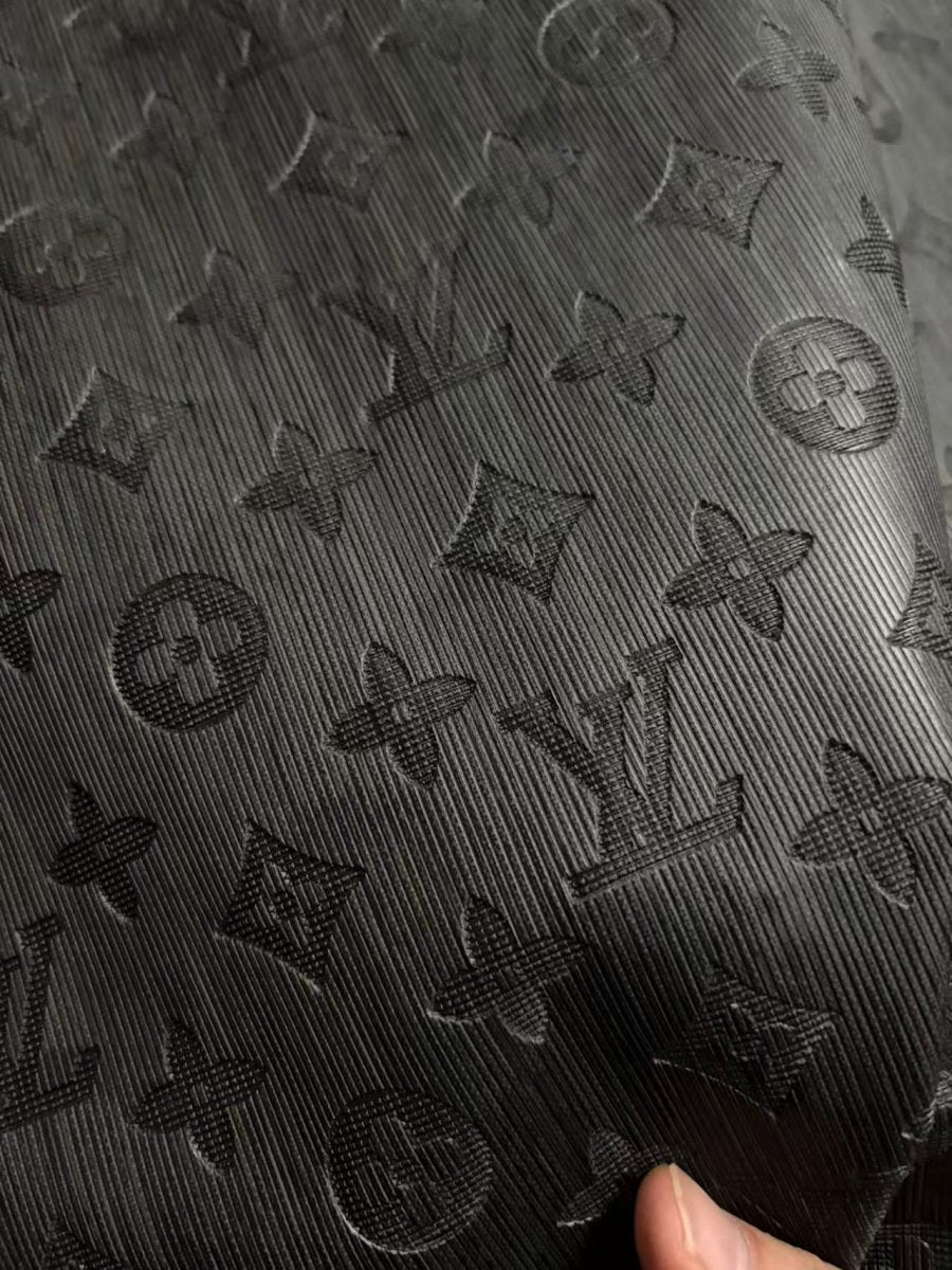 Black Texture Louis Vuitton LV Leather Sheet for Crafts DIY - mingfabricstore