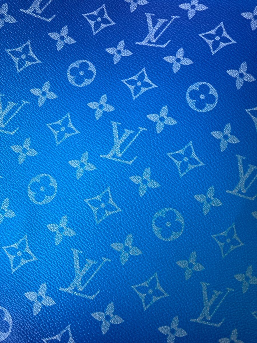Blue Gradient LV Faux Leather Fabric for Bag Custom - mingfabricstore