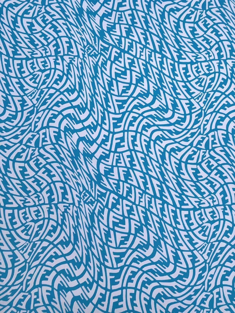 Blue Weave Fendi Vinyl Faux Leather Fabric for Custom Sneakers Upholstery Interior - mingfabricstore