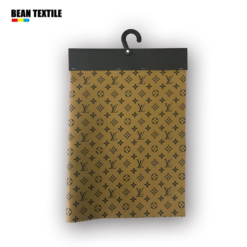 Brown background lv faux leather louis vuitton designer fabric for bag - mingfabricstore