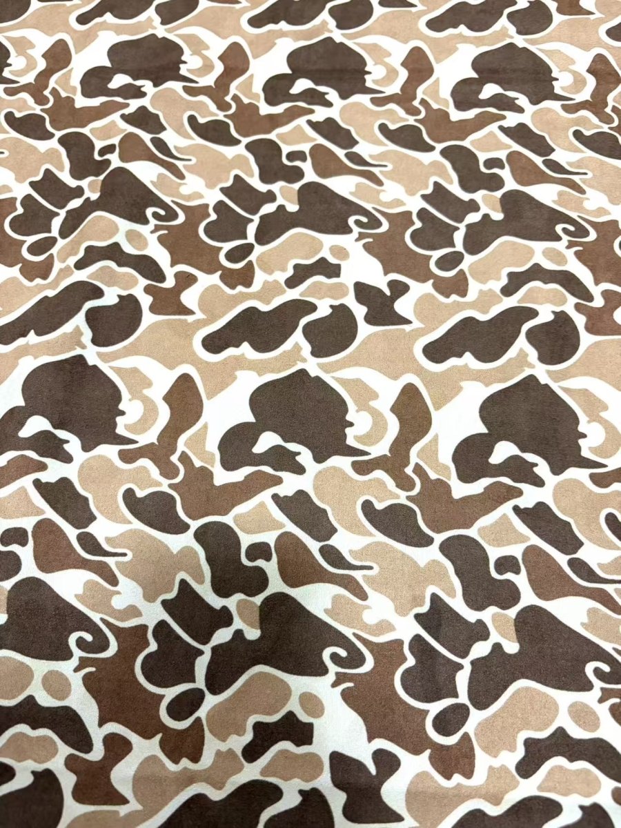 Brown Duck Camo Stretchy Suede Fabric for Speaker Pod Wrap DIY - mingfabricstore
