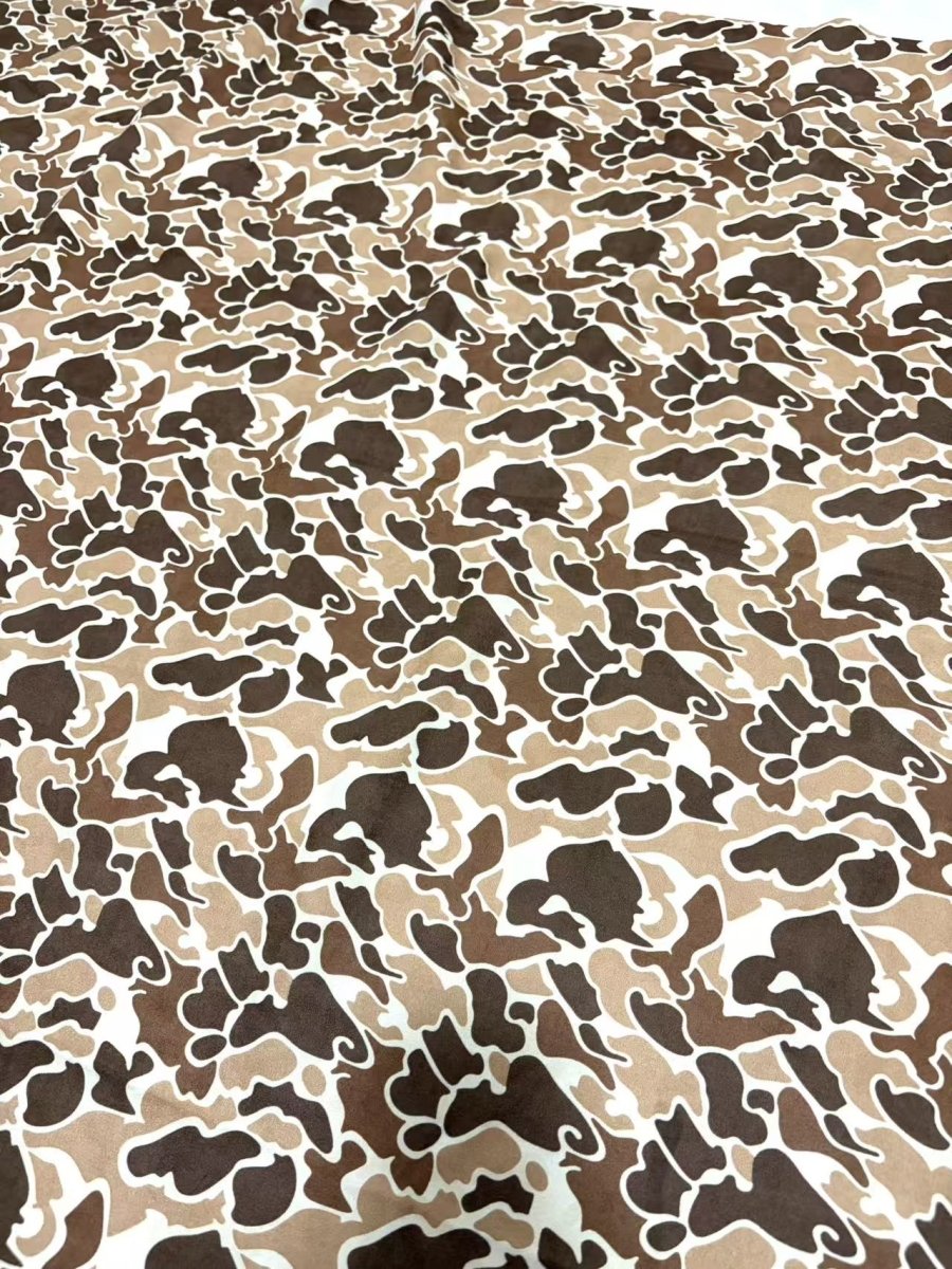 Brown Duck Camo Stretchy Suede Fabric for Speaker Pod Wrap DIY - mingfabricstore