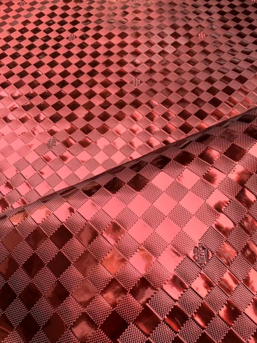 Burgundy Red Reflective Damier LV Designer Vinyl for DIY Crafts Handmade Custom Sneakers - mingfabricstore