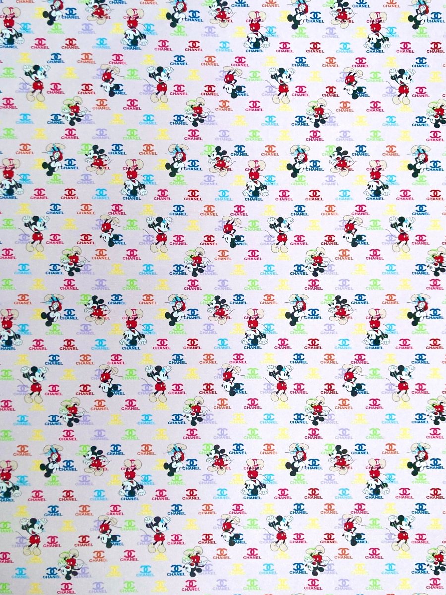 Cartoon Mickey Fabric Chanel Leather Vinyl for Custom DIY Crafts Gift Upholstery - mingfabricstore