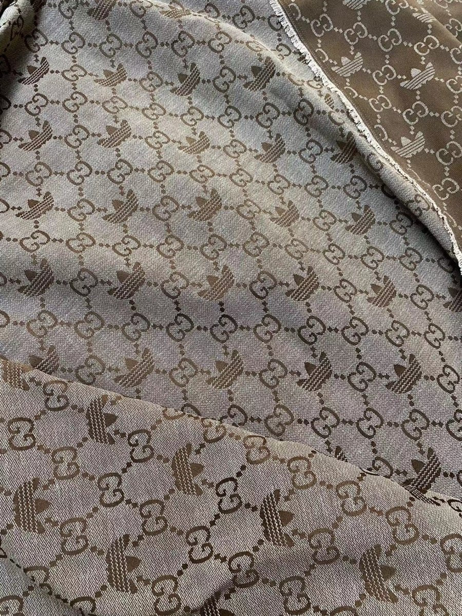 Classic Brown Gucci Adidas Jacquard Fabric for Handmade Sewing Crafts - mingfabricstore
