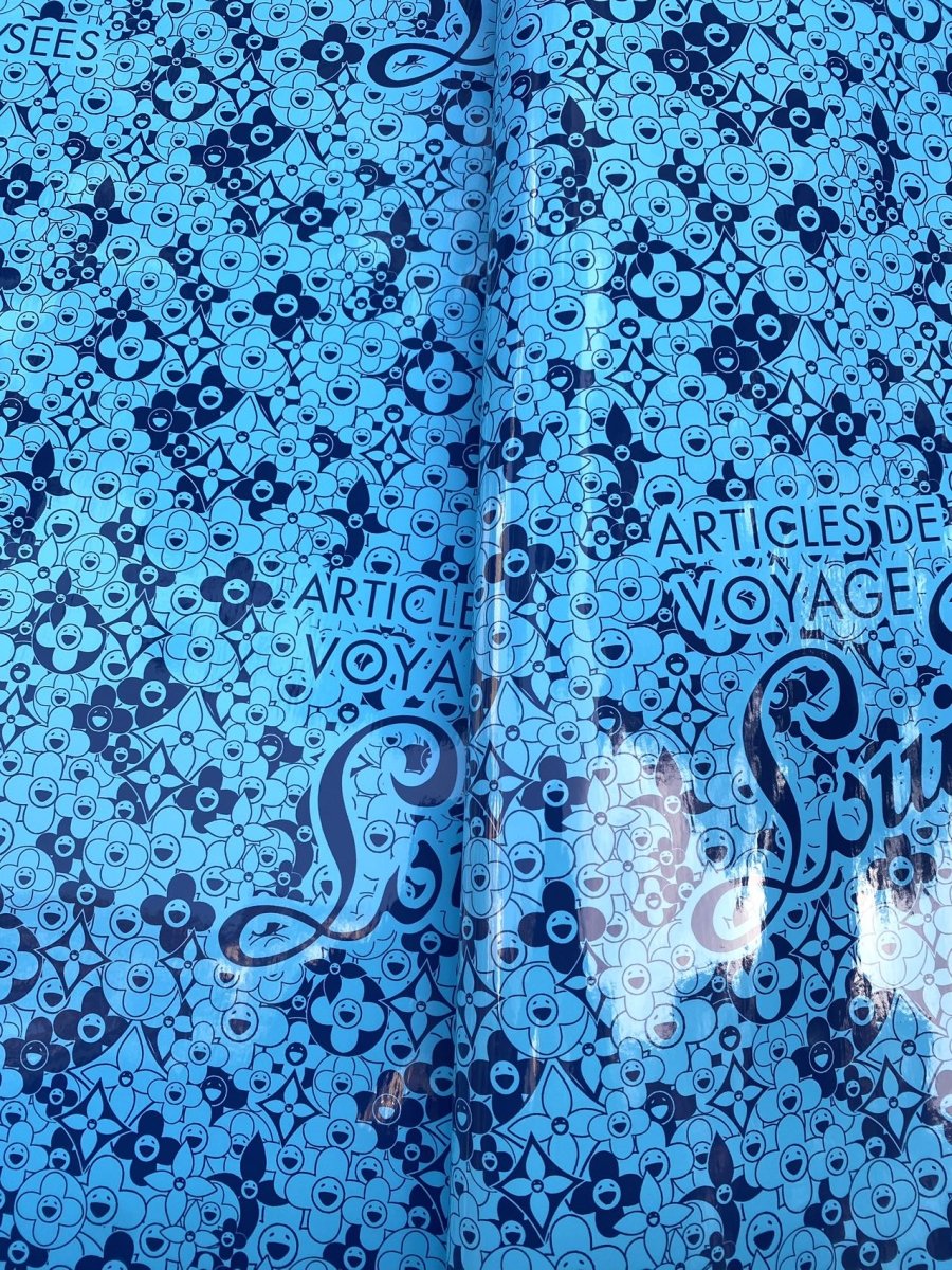 Clear Reflective Blue Louis Vuitton Murakami Takashi Bag Leather for DIY Sewing Project - mingfabricstore