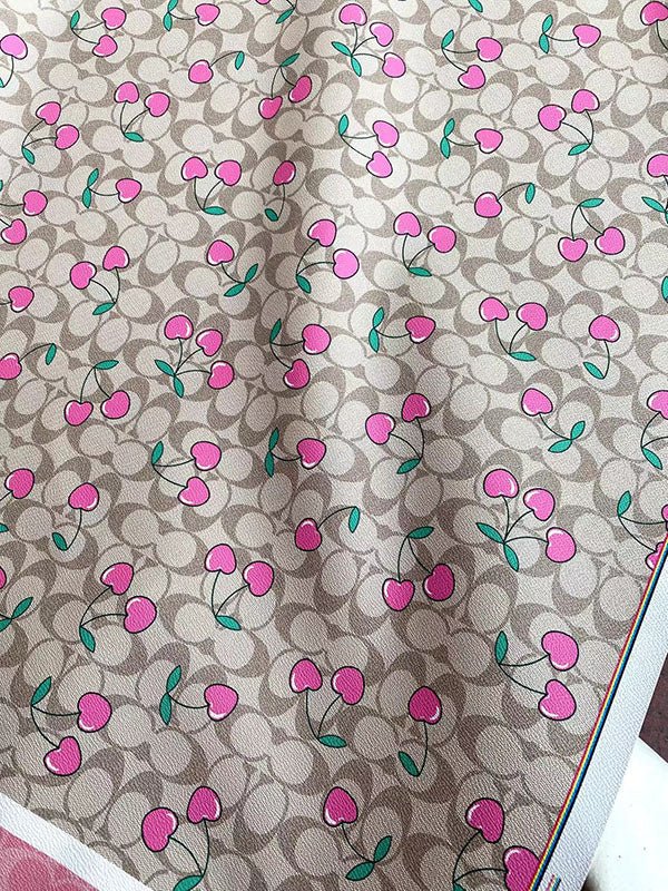 Coach Cherry Cream Leather Sheet for Crocs DIY Handmade - mingfabricstore