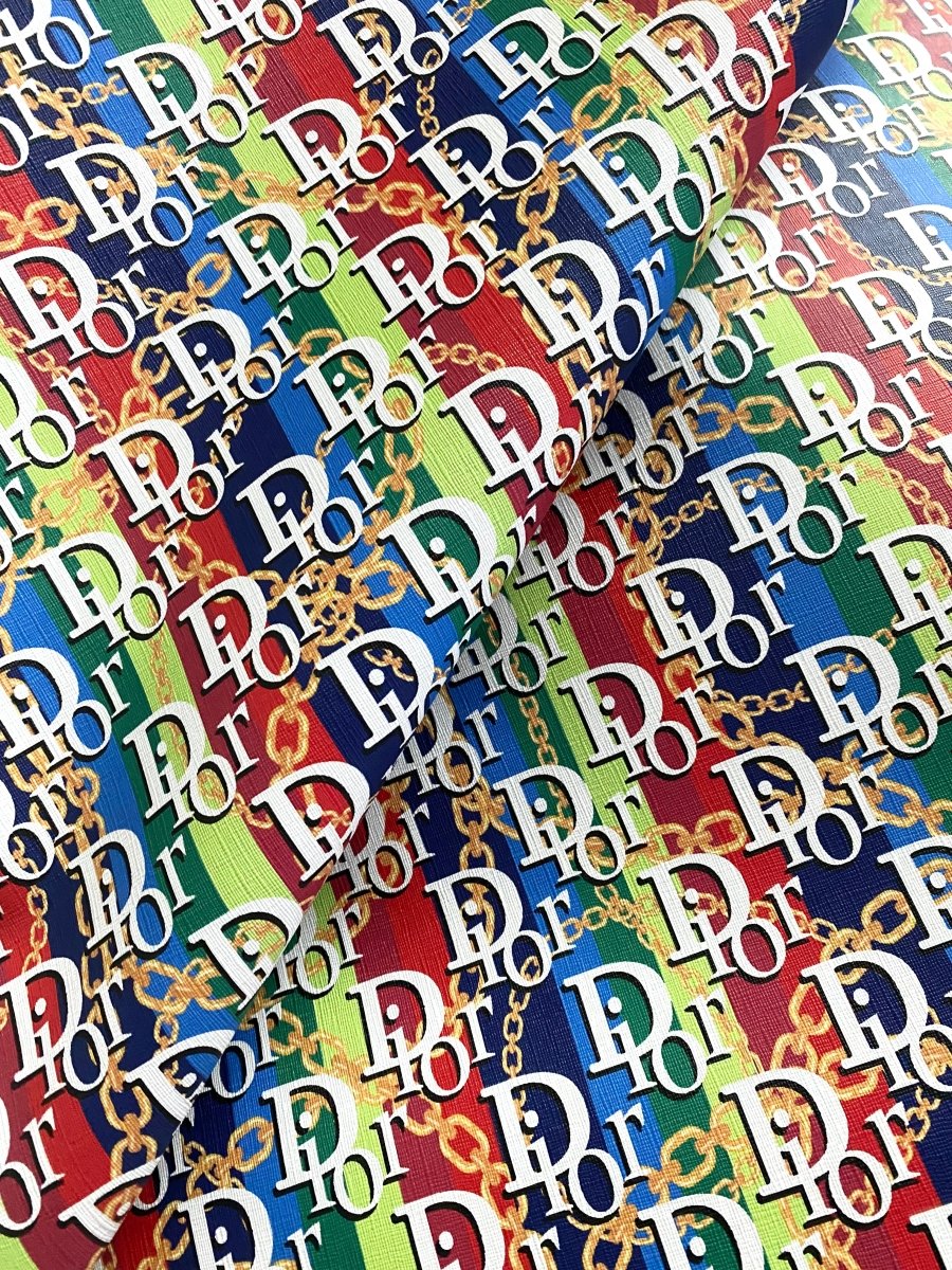 Colorful Designer Dior Fabric Leather for Custom Sneakers Handmade Car Wrap Upholstery - mingfabricstore