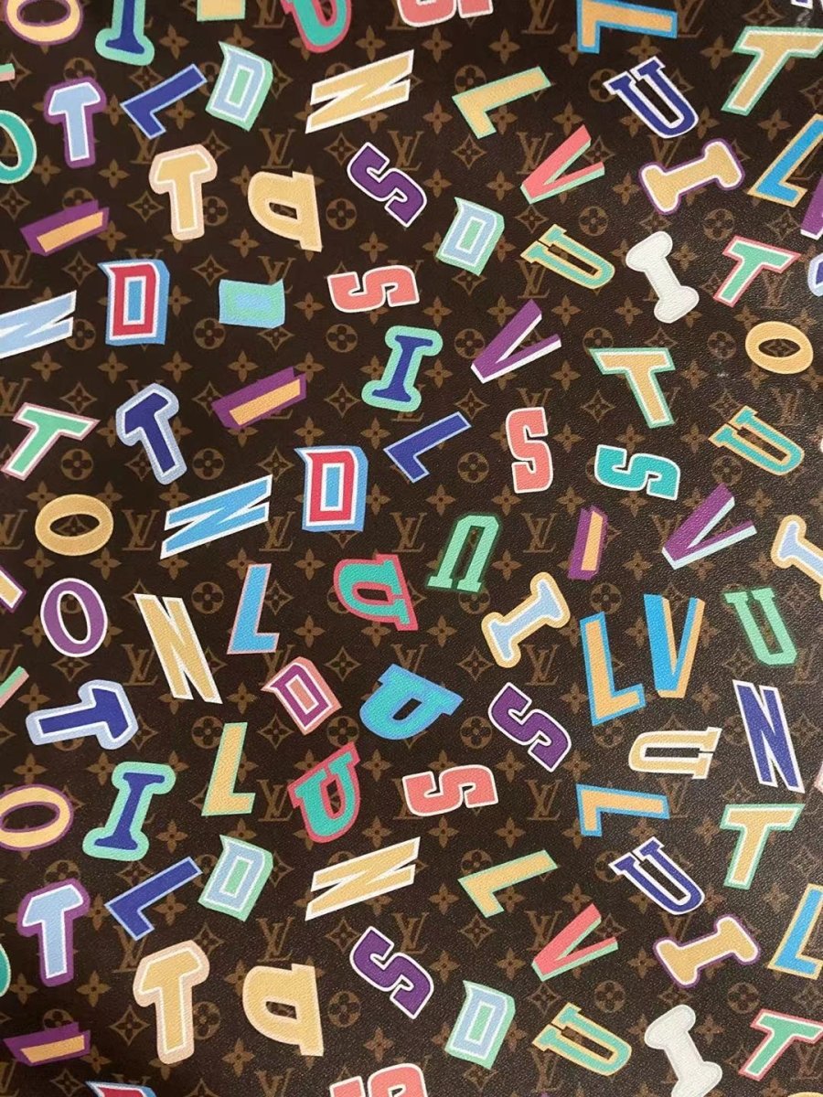 Colorful LV Letter Leather for Custom Sneaker Bag - mingfabricstore