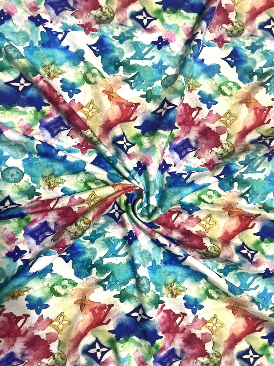 Cotton Stretchy Watercolor LV Fabric for Shirt Summer - mingfabricstore