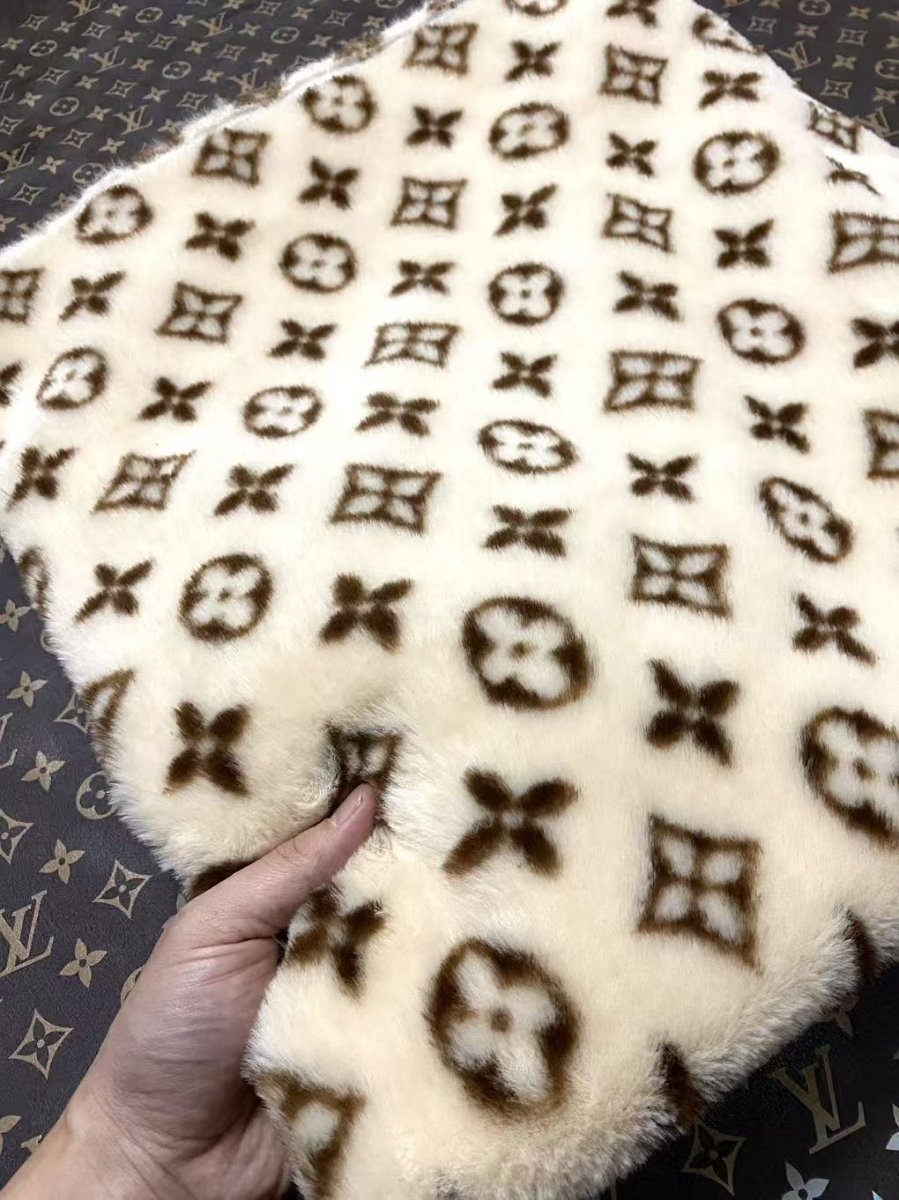 Cozy Warm Cream Louis Vuitton Fur Plush Fabric - mingfabricstore