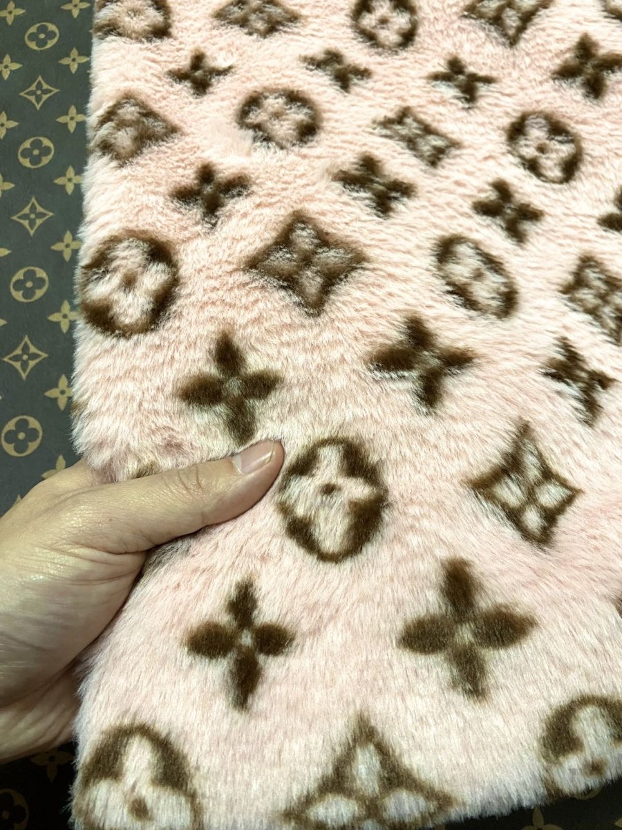 Cozy Warm Pink Louis Vuitton Fur Plush Fabric for Timberland Hat Custom - mingfabricstore